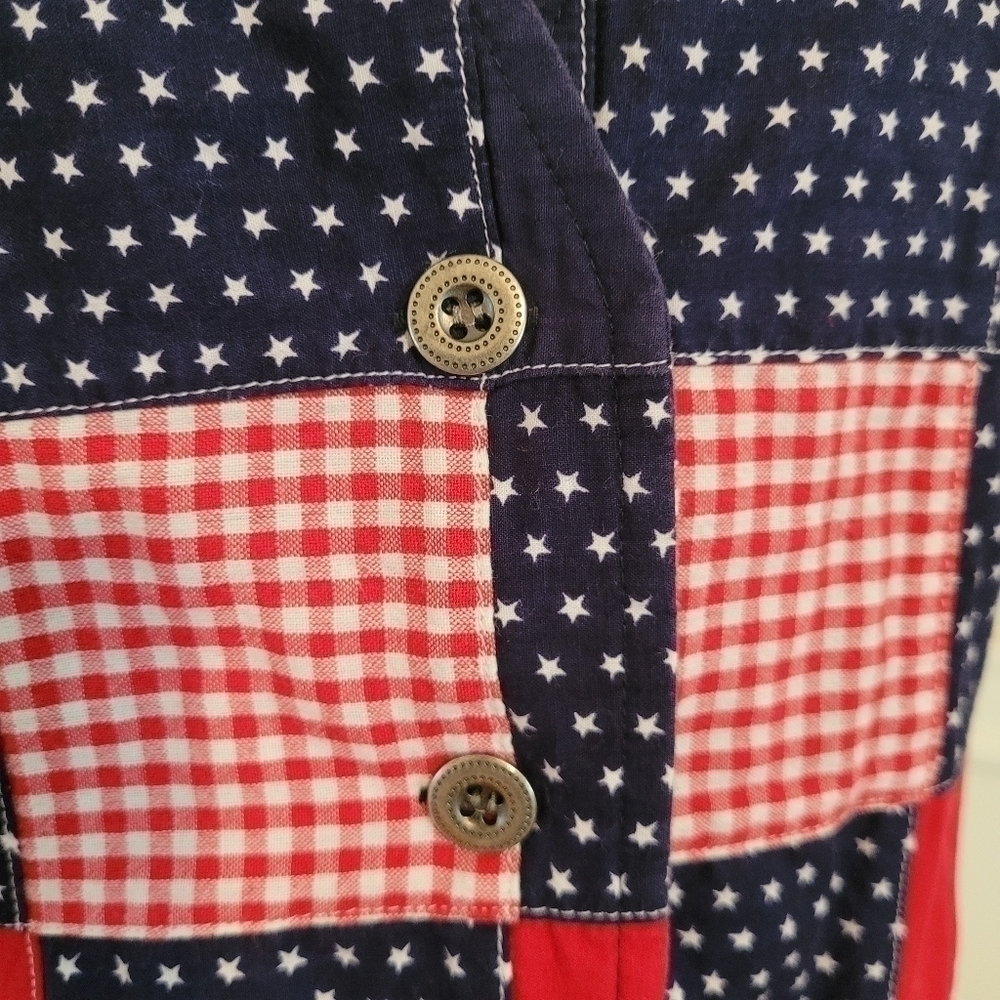 Vintage Patriotic Patchwork Button Down Usa Ameri… - image 2